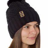 Till I Die® Logo // Leather Tab // Knit Pom Pom Beanie