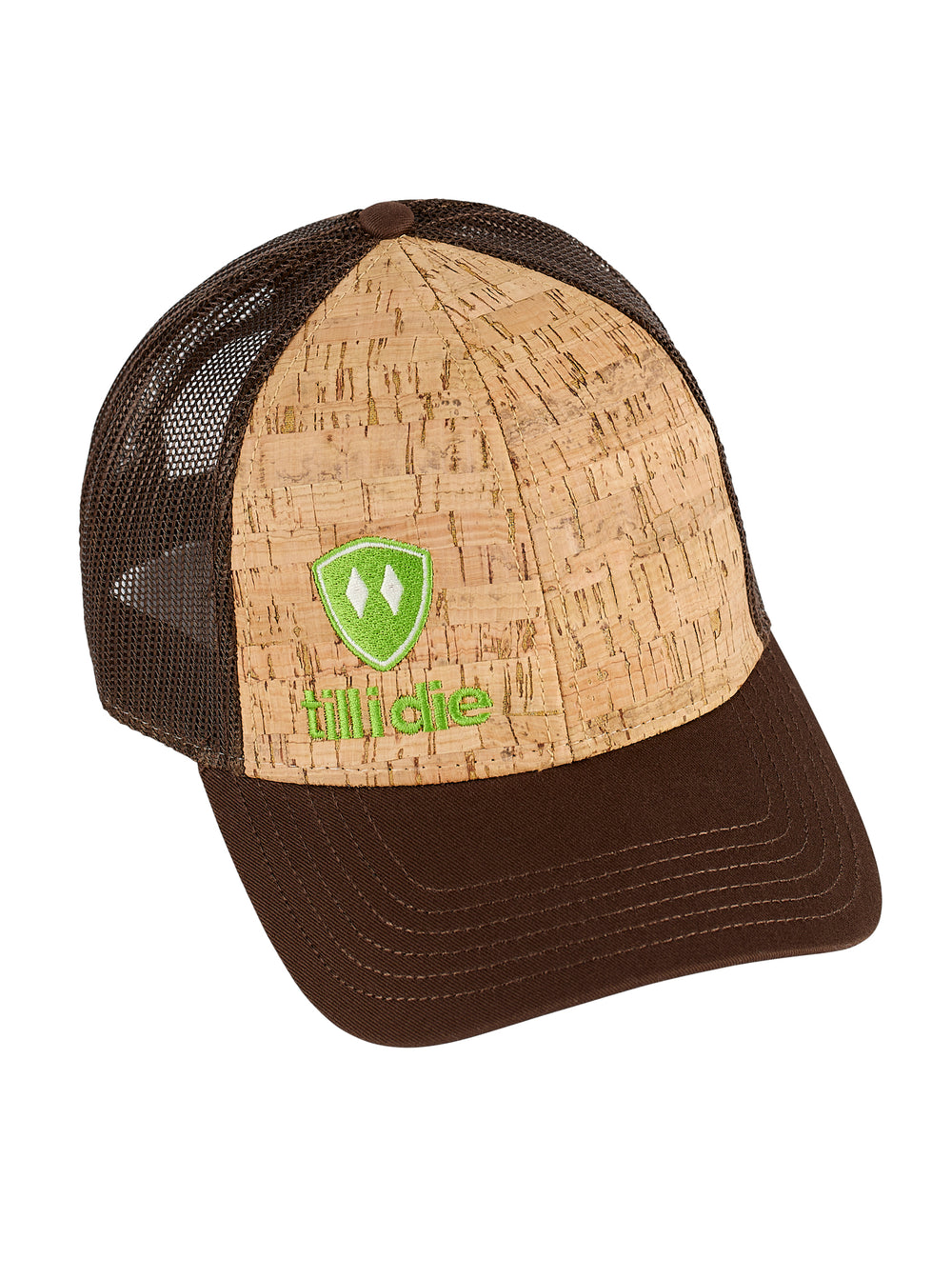 Till I Die® Logo // Cork Trucker Hat // Brown + Lime