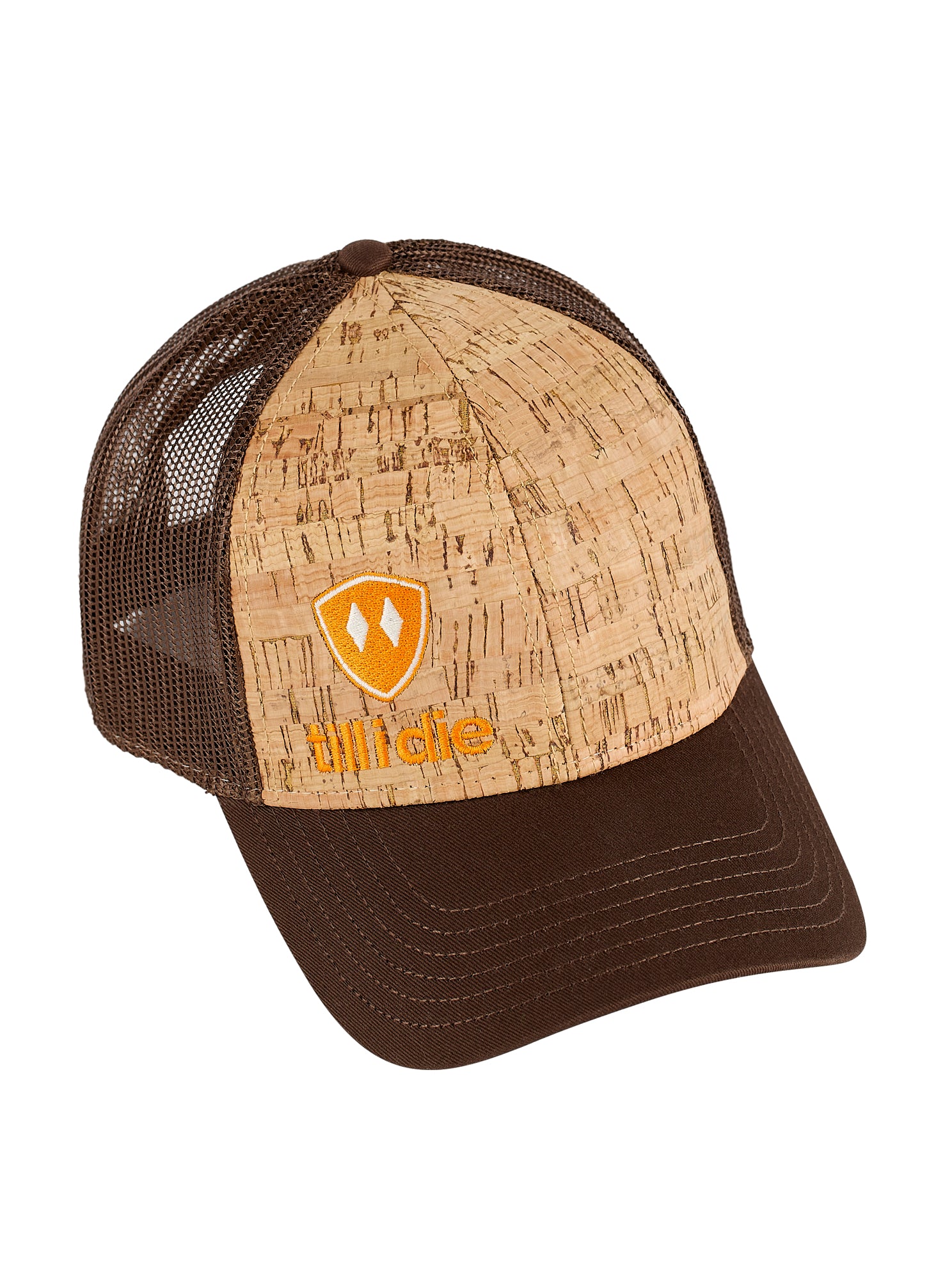 Till I Die® Logo // Cork Trucker Hat // Brown + Orange
