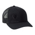 Front of a black trucker hat with a black till i die logo embroidered on the right bottom panel