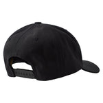 Back of a black cap showing the snapback closure