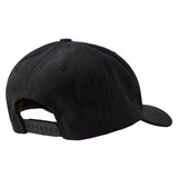 Back of a black cap showing the snapback closure