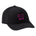 Black cap with neon pink 'ski till i die' embroidered in the center of the front panel