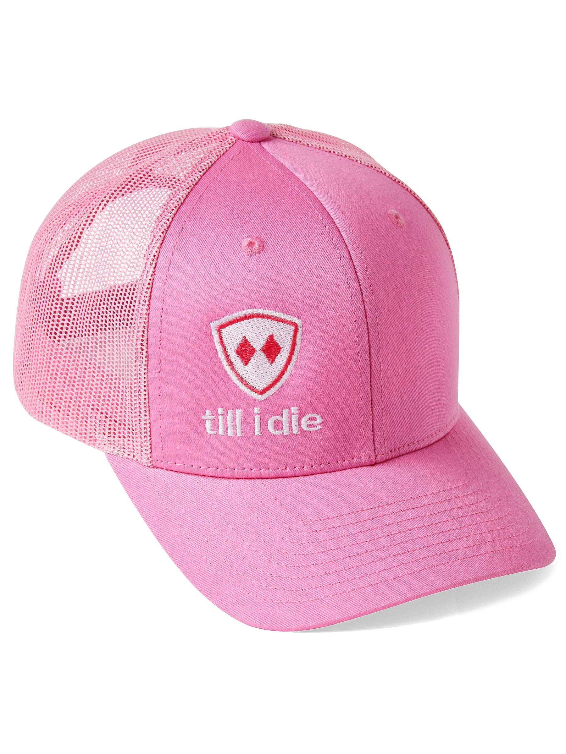 Till I Die Logo // Classic Trucker Hat // Pink + White & Neon Pink