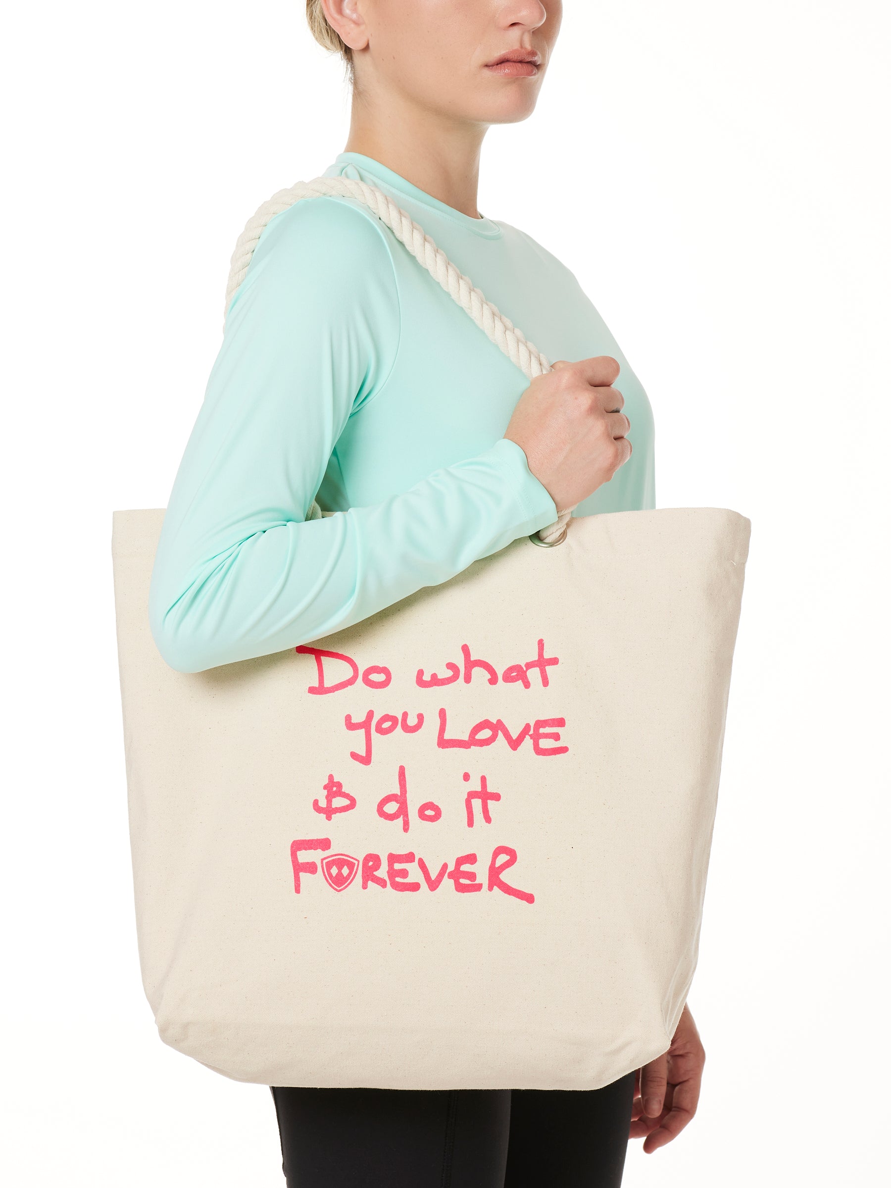 TID Neon Pink Logo // Canvas Beach Tote