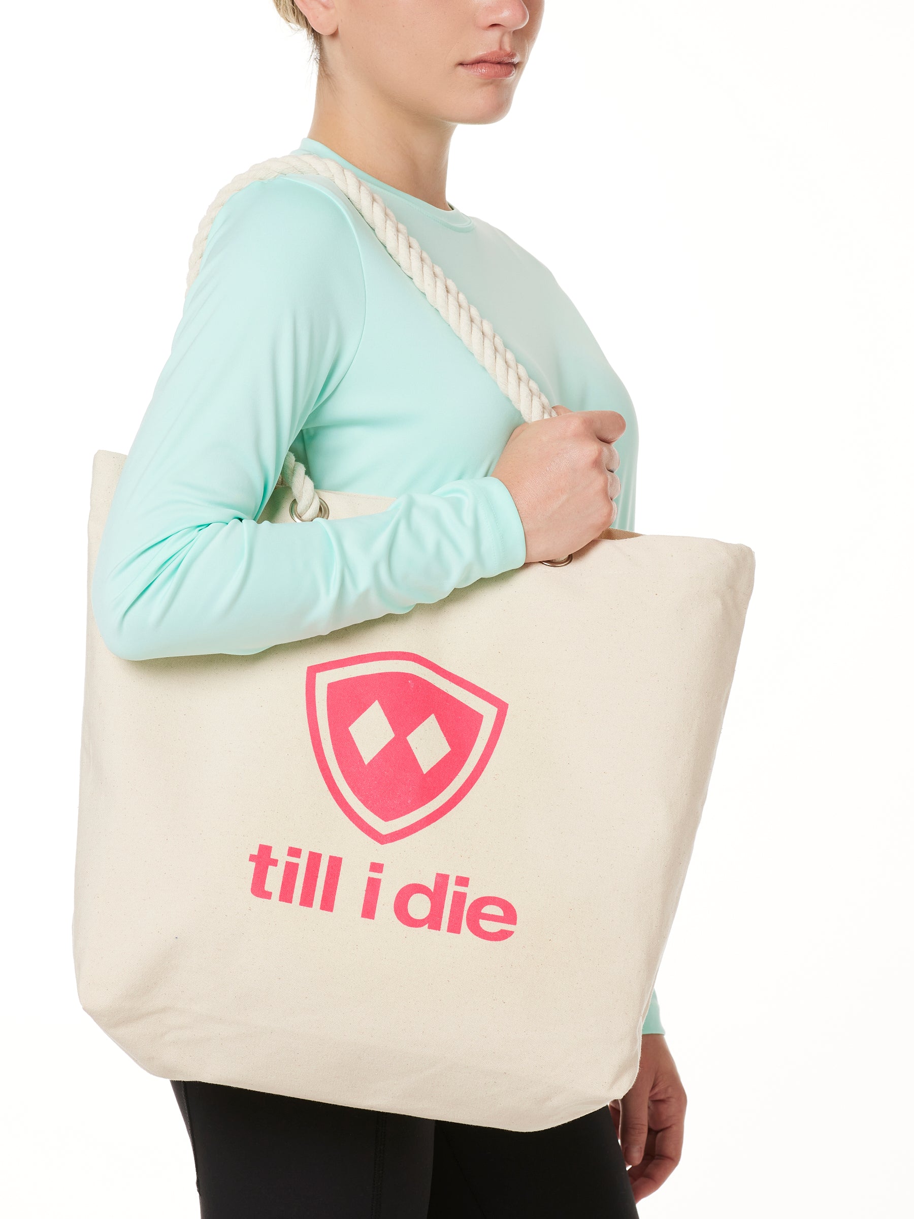 TID Neon Pink Logo // Canvas Beach Tote