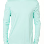 MALE MODEL WEARING A MINT GREEN LONG SLEEVE BASE LAYER