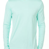 MALE MODEL WEARING A MINT GREEN LONG SLEEVE BASE LAYER
