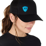 Till I Die® Shield // Classic Trucker Hat // Black + Neon Blue