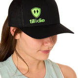 Till I Die® Logo // Classic Trucker Hat // Black + Lime