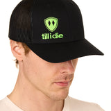 Till I Die® Logo // Classic Trucker Hat // Black + Lime