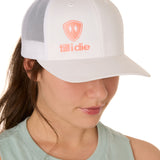 Till I Die® Logo // Classic Trucker Hat // White + Coral