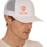 Till I Die® Logo // Classic Trucker Hat // White + Coral