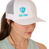 Till I Die® Logo // Classic Trucker Hat // White + Teal