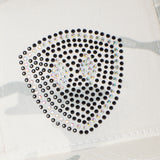 Close Up detail of a Rhinestone Embellished double diamond shield on an alpine white camouflage base