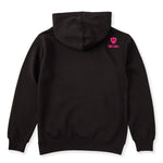 A black hoodie shown from the back, featuring the double diamond shield logo and the text 'till i die' on the upper right shoulder, set against a plain white background.