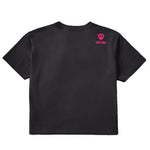 A black short sleeve crop tee shirt shown from the back, featuring the double diamond shield logo and the text 'till i die' on the upper right shoulder, set against a plain white background.