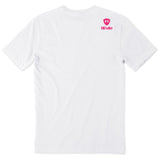 A white short-sleeve t-shirt shown from the back, featuring the double diamond shield logo and the text 'till i die' on the upper right shoulder, set against a plain white background.