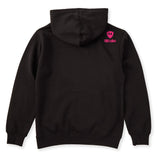 A black hoodie shown from the back, featuring the double diamond shield logo and the text 'till i die' on the upper right shoulder, set against a plain white background.