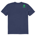 A navy short-sleeve t-shirt shown from the back, featuring the double diamond shield logo and the text 'till i die' on the upper right shoulder, set against a plain white background.