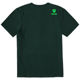 A dark green short-sleeve t-shirt shown from the back, featuring the double diamond shield logo and the text 'till i die' on the upper right shoulder, set against a plain white background.