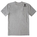 A heather gray tee shirt shown from the back, featuring the double diamond shield logo and the text 'till i die' on the upper right shoulder, set against a plain white background.