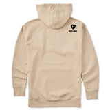 Beige hoodie shown from the back, featuring the double diamond shield logo and the text 'till i die' on the upper right shoulder, set against a plain white background.