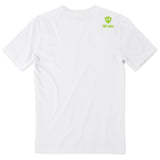 A white short-sleeve t-shirt shown from the back, featuring the till I die logo with a double diamond shield and the ‘till I die’ brand text placed on top right shoulder