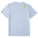A light blue short-sleeve t-shirt shown from the back, featuring the till I die logo with a double diamond shield and the ‘till I die’ brand text placed on top right shoulder
