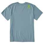A light blue short-sleeve t-shirt shown from the back, featuring the till I die logo with a double diamond shield and the ‘till I die’ brand text