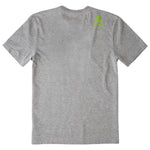 A heather gray short-sleeve t-shirt shown from the back, featuring the till I die logo a double diamond shield and the ‘till I die’ brand text