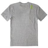 A heather gray short-sleeve t-shirt shown from the back, featuring the till I die logo a double diamond shield and the ‘till I die’ brand text