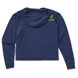 A navy blue cropped hooded sweatshirt shown from the back, featuring a small lime green Till I Die logo on the upper right shoulder, set against a plain white background.