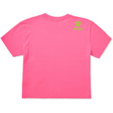 A bright pink short-sleeve t-shirt shown from the back, featuring the double diamond shield and 'till i die' brand text on the upper right back, set against a plain white background.