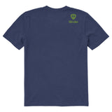 A navy blue short-sleeve t-shirt shown from the back, featuring a double diamond shield and the brand name 'till i die' printed on the upper right back.