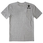 A heather gray short-sleeve t-shirt shown from the back, featuring a double diamond shield and the brand name 'till i die' printed on the upper right back.