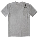 A heather gray short-sleeve t-shirt shown from the back, featuring a double diamond shield and the brand name 'till i die' printed on the upper right back.