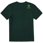 A dark forest green short-sleeve t-shirt shown from the back, featuring a double diamond shield and the brand name 'till i die' printed on the upper right back.