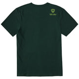 A dark forest green short-sleeve t-shirt shown from the back, featuring a double diamond shield and the brand name 'till i die' printed on the upper right back.