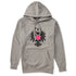 Heather gray hoodie featuring a bold black winged skull wearing sunglasses, finished with a bright pink Double Diamond shield at the center.