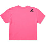 A bright pink cropped tee shirt shown from the back, featuring the double diamond shield logo and the text 'till i die' on the upper right shoulder, set against a plain white background.