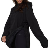 Side view showing open zipper and interior fleece lining of black Till I Die pullover jacket