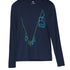 Male model wearing navy Chairlift Performance Long Sleeve shirt with green and blue chairlift graphic by Till I Die