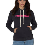 Female model wearing Till I Die "I'm Difficult" hoodie in Graphite Black, front view, Winter 2025