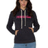 Female model wearing Till I Die "I'm Difficult" hoodie in Graphite Black, front view, Winter 2025