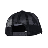 Detail shot of the back of the trucker hat, highlighting the mesh texture and snapback fit.