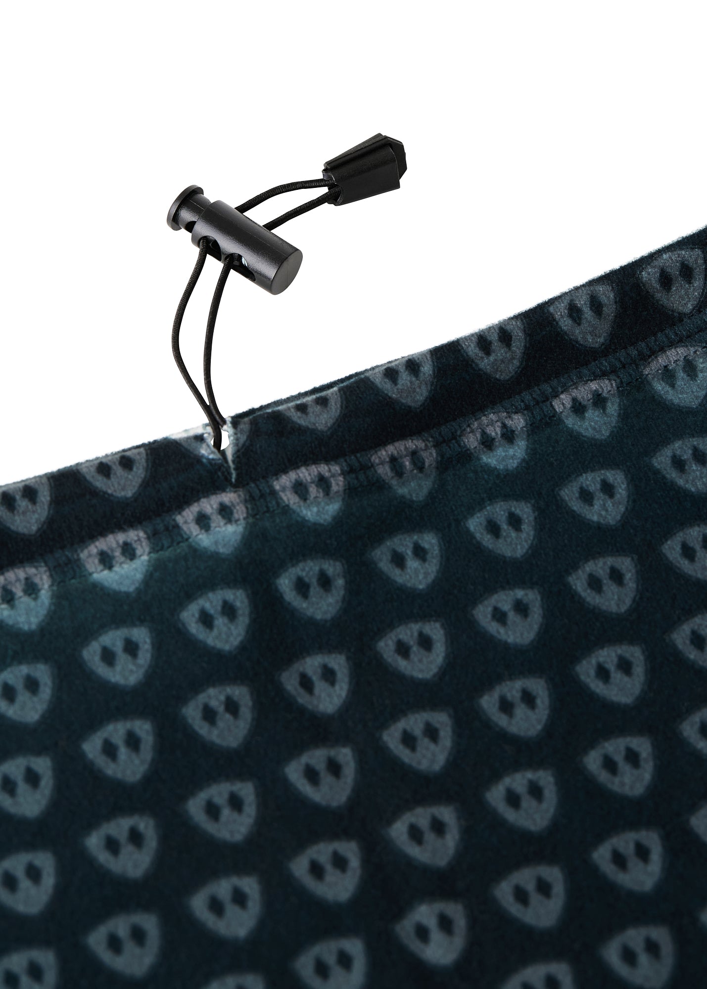 Close-up flat lay detail of the adjustable drawstring cord on the Till I Die Logo Neck Gaiter.