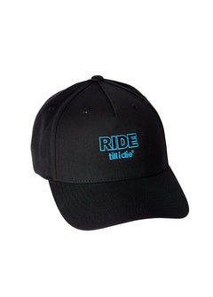 Angled product view of the black wool blend Ride Till I Die 5-panel hat