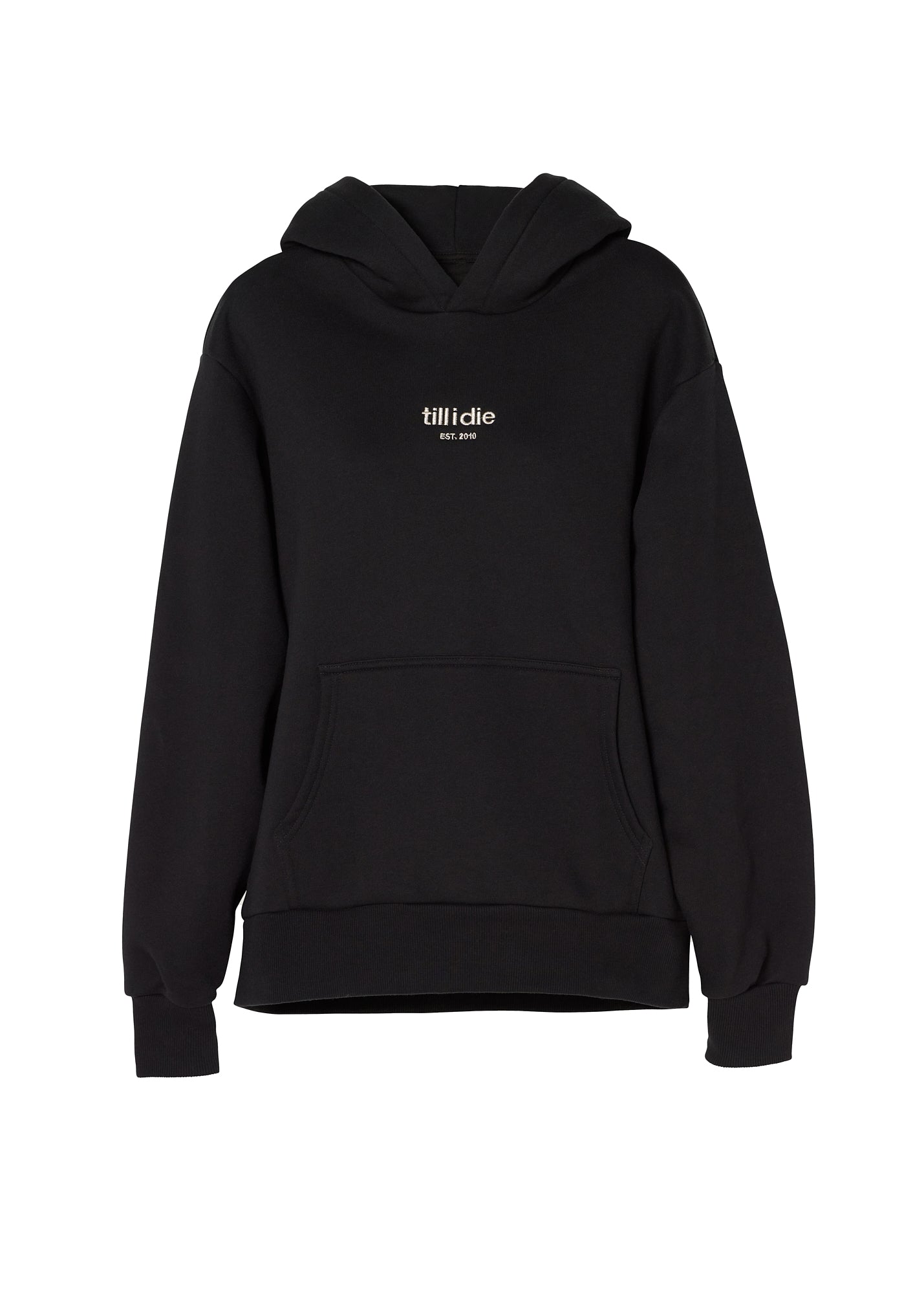 Flat lay of Snowboard Till I Die hoodie in black with ride-ready graphic, Winter 2025