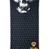 Overhead flat lay image of a black neck gaiter featuring a repeating dark gray diamond-shield pattern. The top portion shows a white skull graphic with gold teeth, and the bottom right corner displays a gold Till I Die logo. The gaiter is laid flat on a white background.